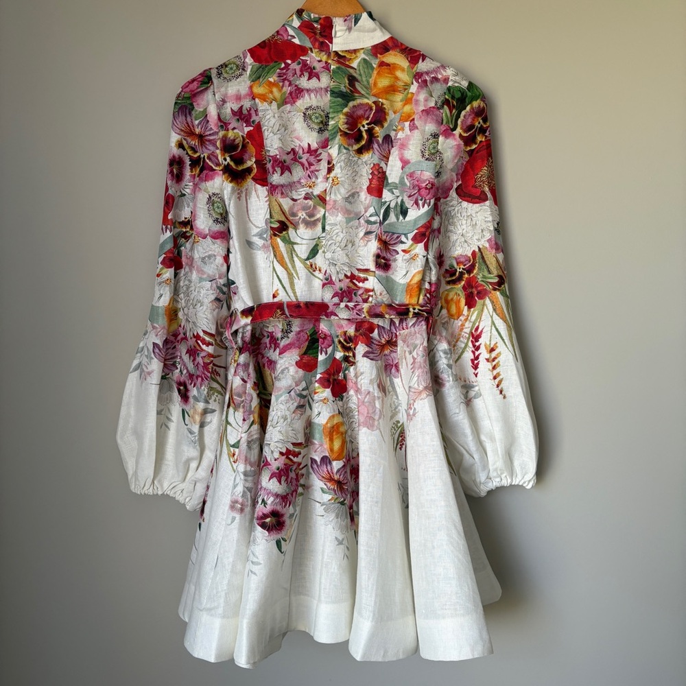 NWT Zimmermann Wonderland Buttoned Mini Dress Floral Red Pink | sz1 US6 UK10 - Picture 9 of 11